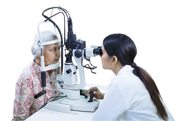 optometrist doing eye test
