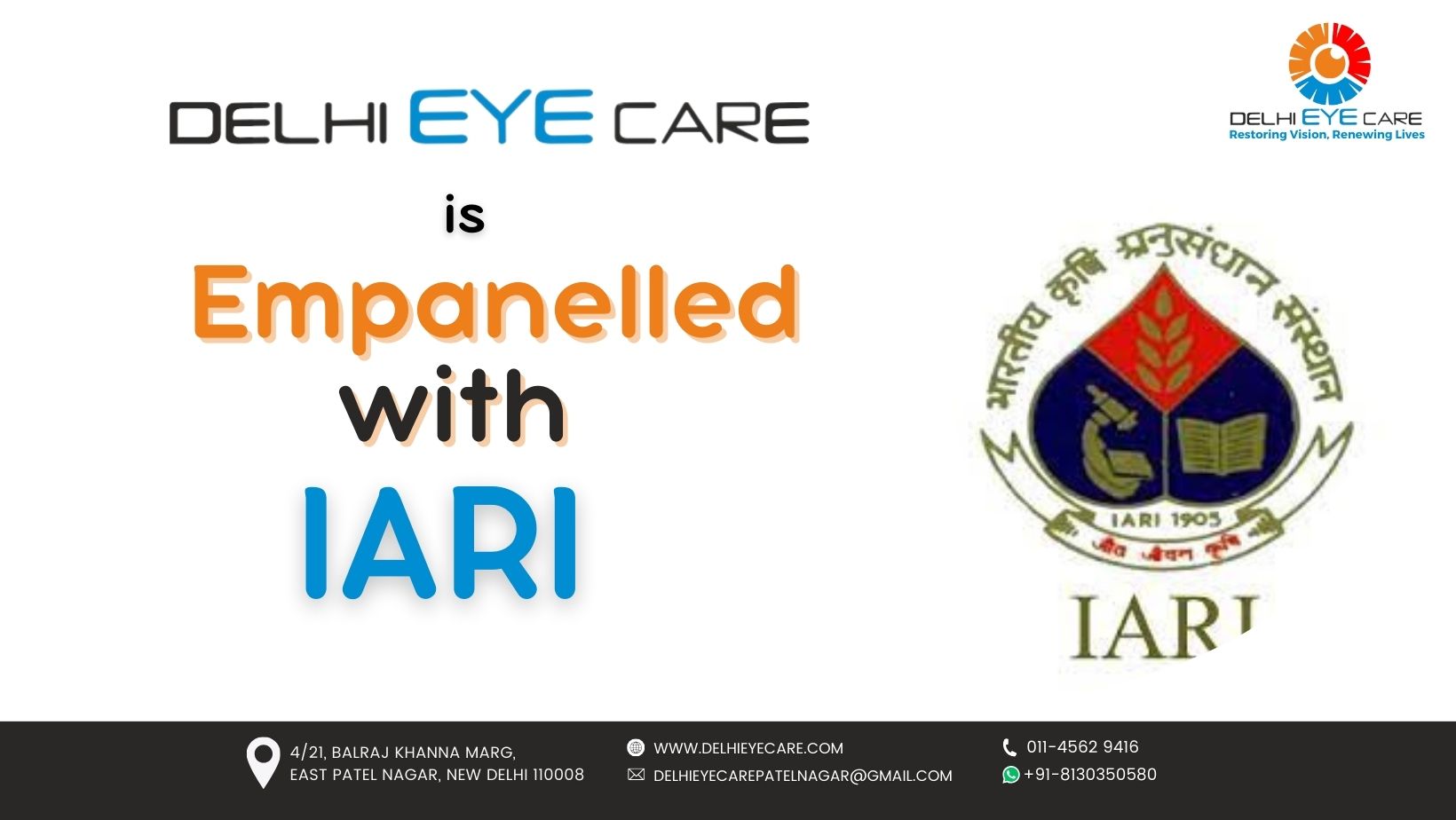 IARI Empanelled / Approved Eye Hospital in Delhi