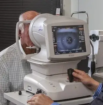 A patient undergoing OCT optic-nerve imaging