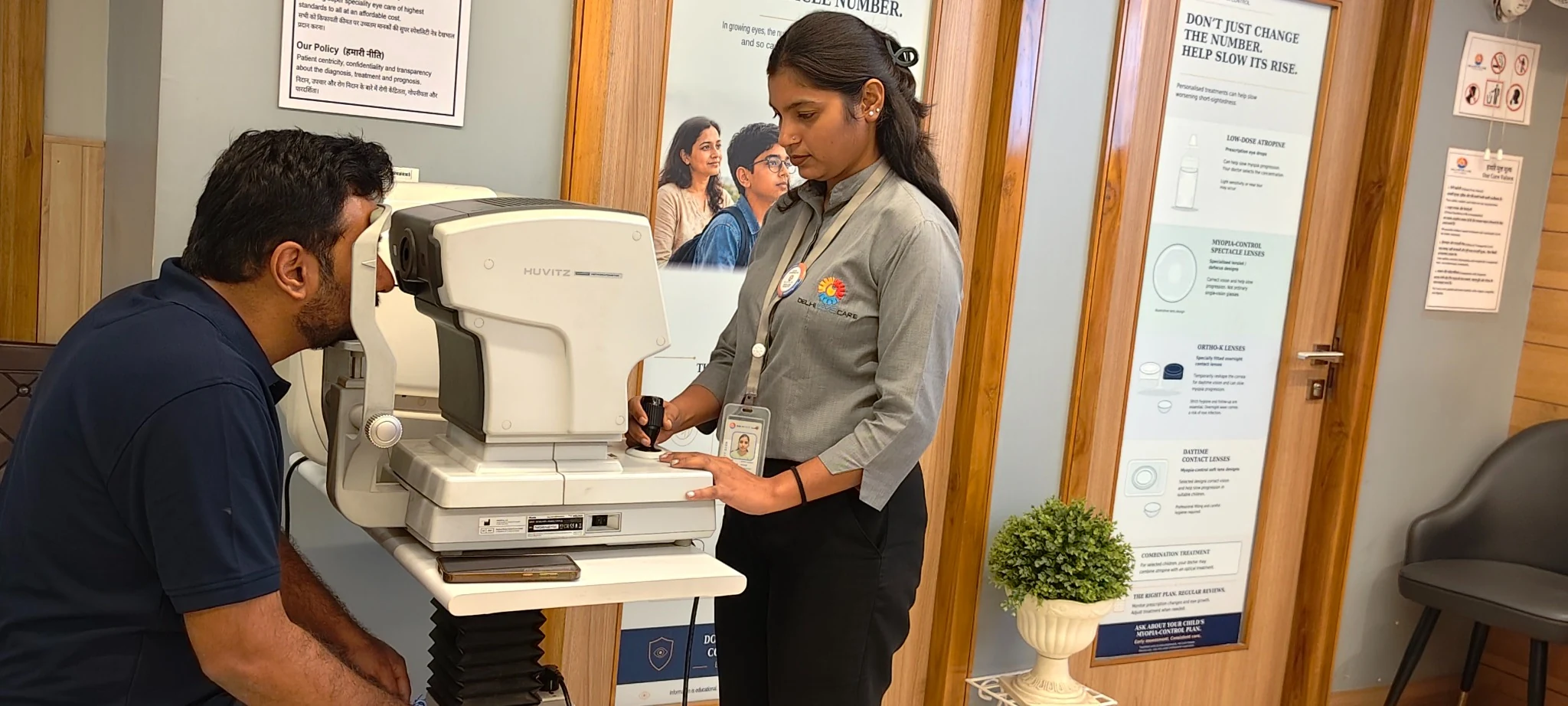 Patient undergoing eye testing at Delhi Eye Care